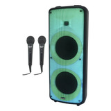 Caixa Som Show De Led 2000w Party Vox Bateria + 2 Microfones