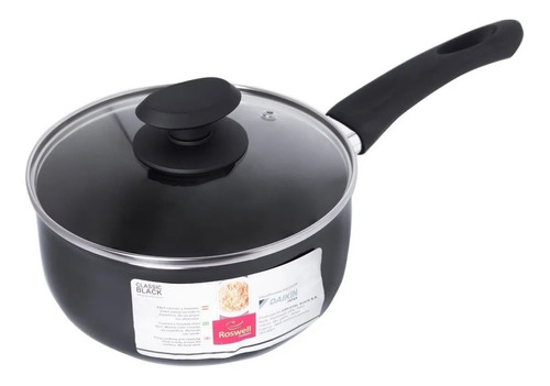 Cacerola Olla 18 Cm Tapa Vidrio Con Mango Teflon Roswell 