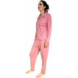 Pijama Fresca Abierta Manga Larga Pantalón Solbi S6101 Mujer