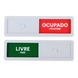 Placa Porta Livre Ocupado 19,2x5,6cm Sala De Reunião 4 Unid