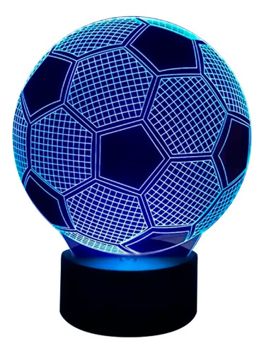 Lámpara 3d Usb Futbol Balon Base Negra