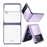 Funda Para Samsung Z Flip 3 Transparent.marco Brillo/violeta