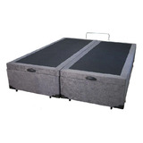 Cama Box Baú Queen Bipartido Suede Cinza Com Pistão A Gás