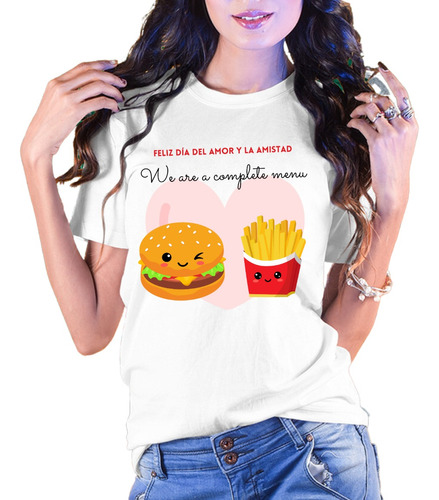 Playera Dia Del Amor Y Amistad Pareja Hamburguesa Y Papas 