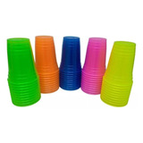 100 Vasos Plástico Duro Resistente Alta Calidad Multicolor