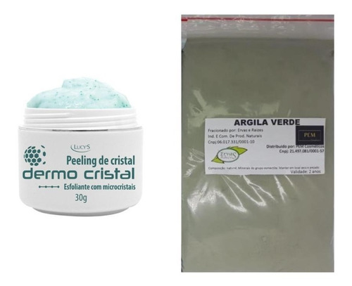 Argila Pura Verde 500g E Peeling Cristal Esfoliante 