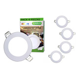 Lampara Luz Led Fria Plafon Circular Blanca Consumo 3w 4pzs