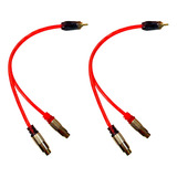 2 Rca Y 2 Fêmea 1 Macho Kx3 Vermelho Som Automotivo