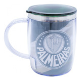 Caneca Térmica Com Tampa Palmeiras Licenciado 450 Ml Cor Branco