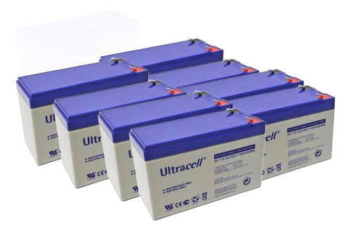 * Batería Recargable 12v 7ah Ultracell Pack 8 Ups Alarma * 