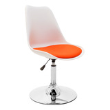 Silla Tulip Eames Para Escritorio Con Base Fija Newmo Blanca De Asiento Naranja