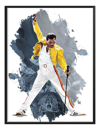 Cuadro Ilustracion Freddy Mercury Queen Estudio C/ Marco