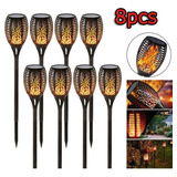 8pcs Césped Sendero 12led Solar Llama Luz Antorcha