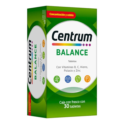 Multivitamínico Centrum Balance con Vitamina B, Vitamina C, Hierro, Potasio y Zinc 30 Tabletas | Envío gratis
