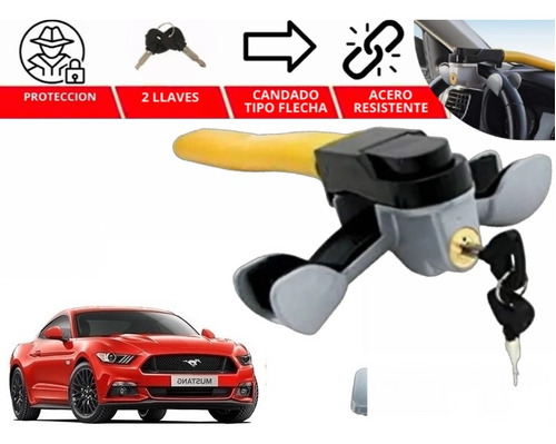 Candado Bastón Volante Hammer Antirobo Mustang Gt V8 2017