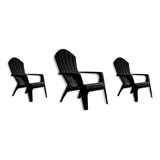 Combo 3 Sillas Sillon Miami Negro Mascardi Plastico