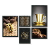 Quadro Decorativo Cantinho Café Cozinha Copa Dourado Coffee