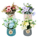 Stfxmy Plantas De Flores Artificiales - Paquete De 4 Mini Pl