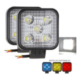 Par Faro Cuadrado Auxiliar 5 Led Fija Estrobo Colores 12-24f