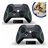 Kit 2 Controles Xbox One S Compatível Sem Fio Bluetooth Pc Cor Preto