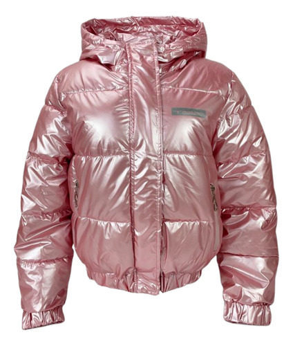 Jaqueta Puffer Metalizada Rosa Feminina Os Moiadeiros Lisa