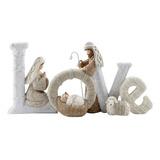 Figura Decorativa Con Escena De Amor De Navidad, Color Blanc