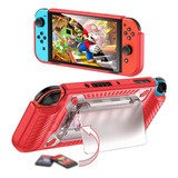 Funda Protector Carcasa Nintendo Switch Oled Roja