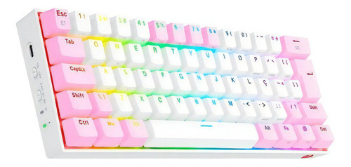 Teclado Gamer Mecânico Redragon Draconic Pro Branco/rosa Rgb