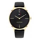 Reloj Para Mujer Tommy Hilfiger 1782379 Negro Color De La Correa Dorado