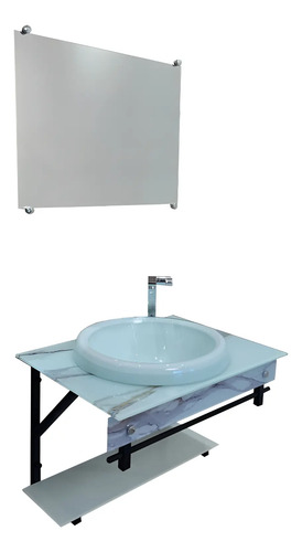 Gabinete Vidro Mármore 70x45 Cm C\u002F Cuba Chapéu - Cores | Frete grátis