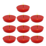 10 Velas Flotantes Color Rojo Aluzza