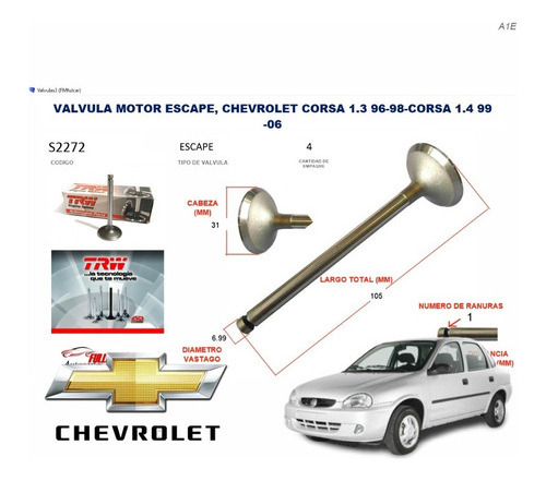 Valvula De Escape Chevrolet Corsa 1.3 96-98-corsa 1.4 99-06 Foto 2