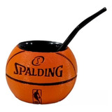 Mate Pelota De Basquet 3d Spalding + Bombilla Deportes 