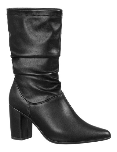 Bota Feminina Cano Curto Salto Grosso Sapato Bico Fino Moda