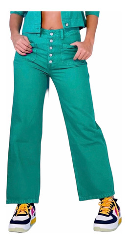 Jeans Colombiano 100% Original Color Verde Talla 36