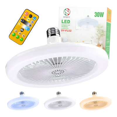 Ventilador Techo Abanico Socket Fijo E27 Luz Led 3 Tonos | MercadoLibre
