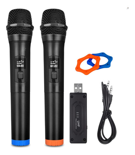 Microfones Sem Fio Profissional Musicas Karaoke Duplo Uhf   