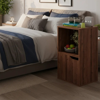 Buro Para Recamara Mubson Mesa De Noche Lateral Para Cama Acabado Mate Color Marrón | Meses sin interés