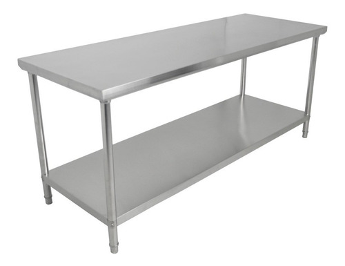 Mesa Bancada Total Inox 150x70x85 Cm Com Prateleira Lisa 