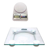 Kit Balança Banheiro 180 Kg + Balança Cozinha Digital 10 Kg Cor Transparente