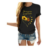 Playera De Manga Corta Con Estampado De Letras De Girasol P