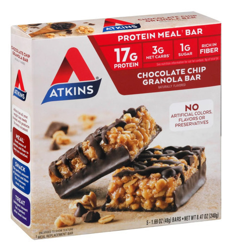 Atkins Protein Meal Bar Chocolate Chip Granola 5pz Mf