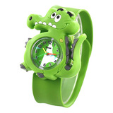 Relógio Infantil Flexível Pulseira Bate Enrola Crocodilo 3d