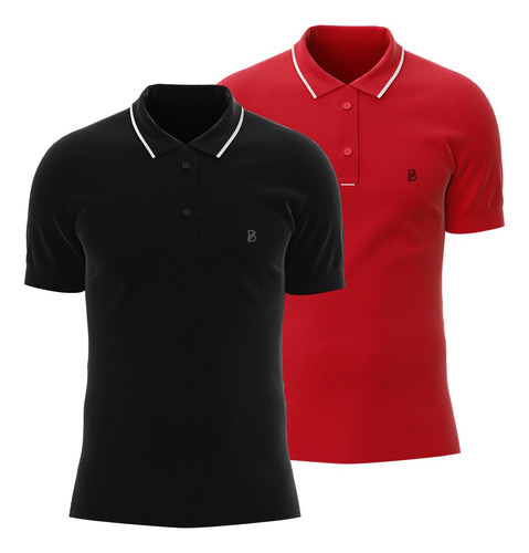 Kit 2 Camisas Gola Polo Moderna Casual Top Piquet