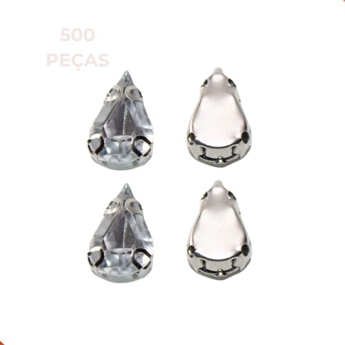 Chaton Engrampado Gota De 8x13mm Acrilico Pct Com 500 Peças