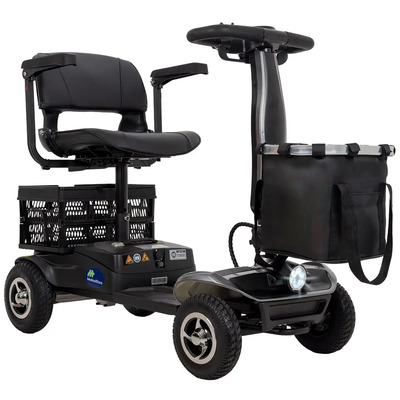 Silla De Ruedas Scooter 4 Ruedas Doble Canastilla Luz Led Movilidad Velocidades Controladas Asiento Giratorio Ajustable Luz Led Batería Recargable Motor Potente Estable Seguro