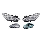 2 Faros Cromado Dfzp Peugeot 307 Sedan 2006 2007 2008 2009