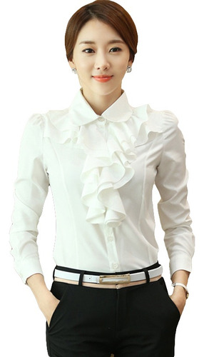 Camisa Blusa Mujer Elegante Formal Volante Pajarita, 2 Pzs