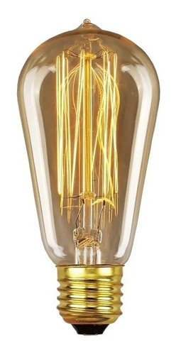 Lámpara Vintage E-27 Filamento Carbono St64 25w Dorado/gold Color De La Luz Blanco Cálido