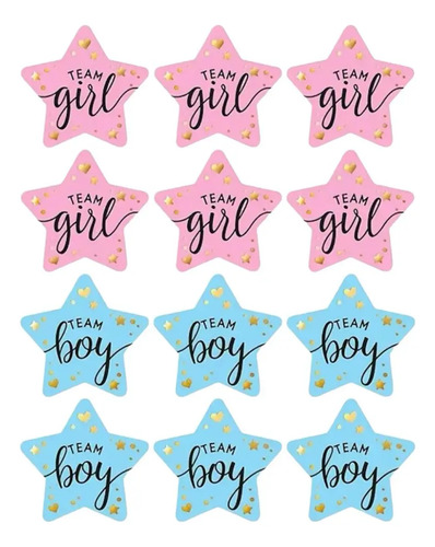 Stickers Baby Shower 5 Cm Revelacion De Genero 36 Pcs Redond